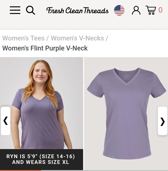 Fresh Clean Threads 2X Flint Purple/Dusty Lavender - Ethically Made V-Neck NWOT - Picture 7 of 7